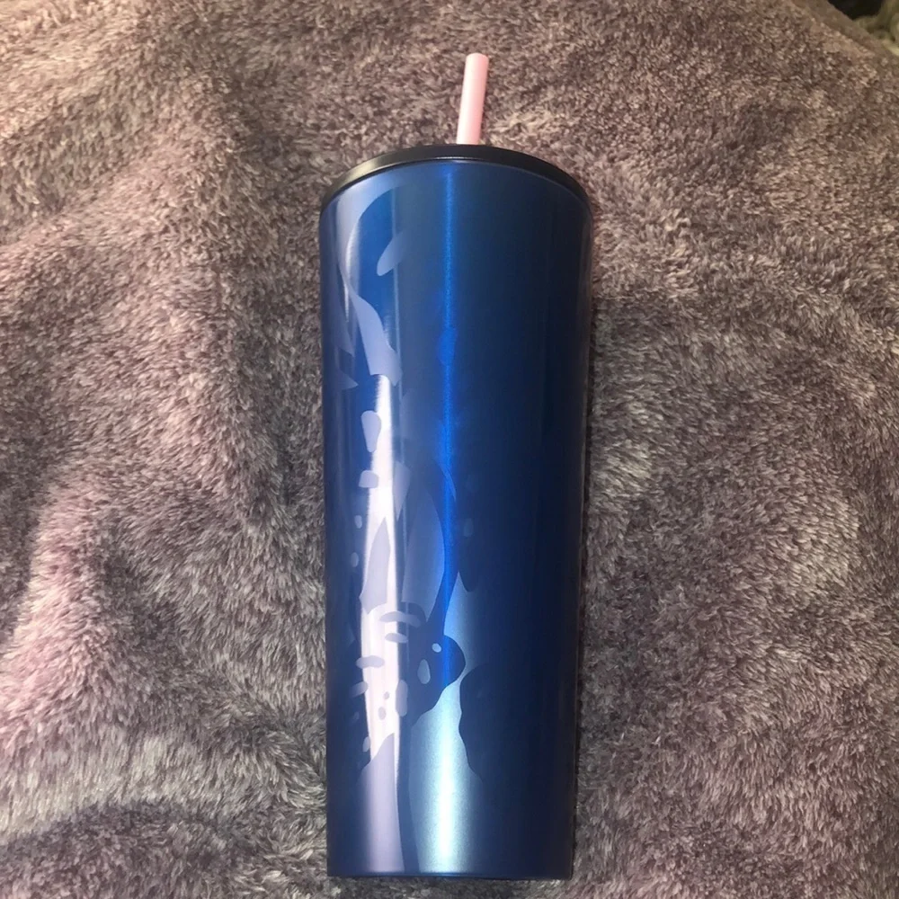 NWT Starbucks Blue Monstera Leaf Stainless Steel Tumbler
